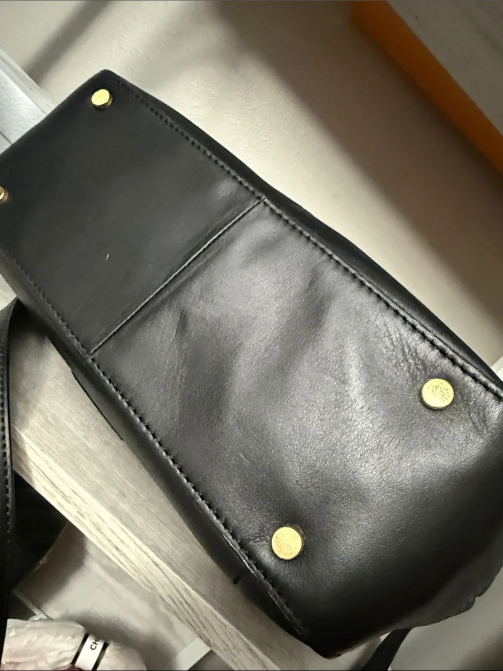 HOBO Black Leather Shoulder Bag with Gold Hardware; Great Preloved Condition